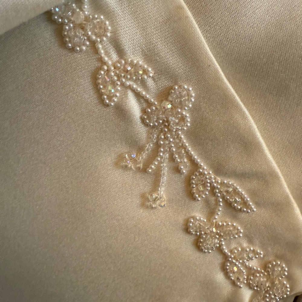 Neiman Marcus Ivory Gown with Beaded Floral Design